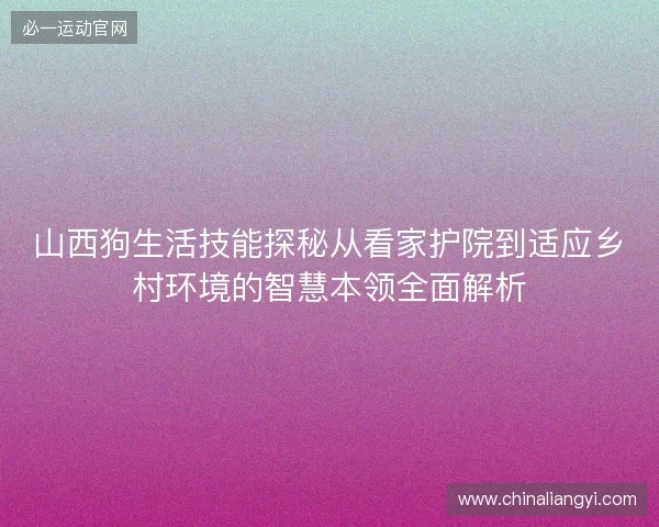 山西狗生活技能探秘从看家护院到适应乡村环境的智慧本领全面解析 山西狗生活技能探秘从看家护院到适应乡村环境的智慧本领全面解析